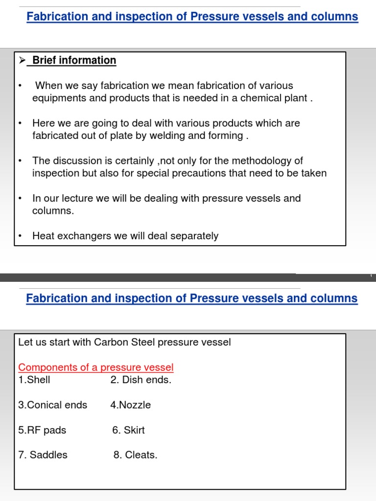 Fabrication and Inspection of PV and Columns PPMAI | PDF | Metal ...