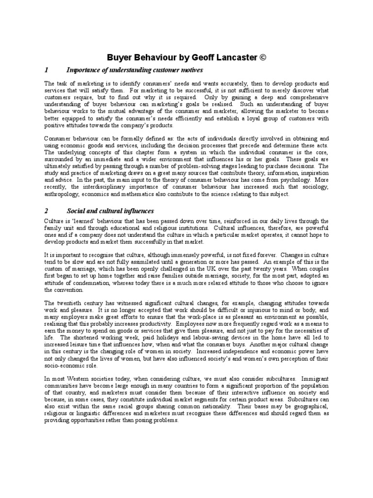 Understanding Buyer Behavior Dynamics | PDF | Consumer Behaviour ...