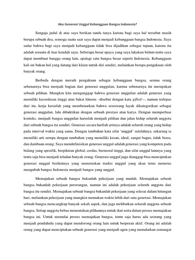 Contoh essay aku generasi unggul kebanggaan bangsa indonesia pdf 05 image