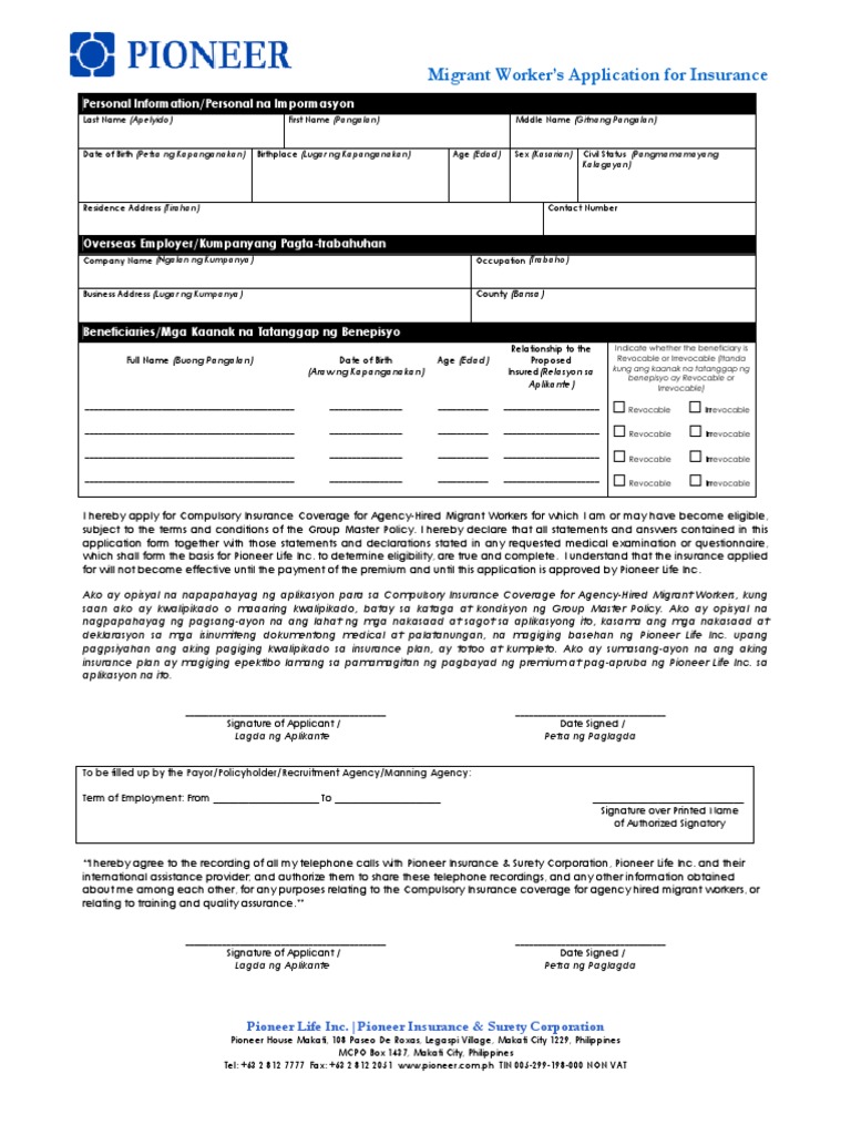 Pioneer Insurance PDF Insurance Government