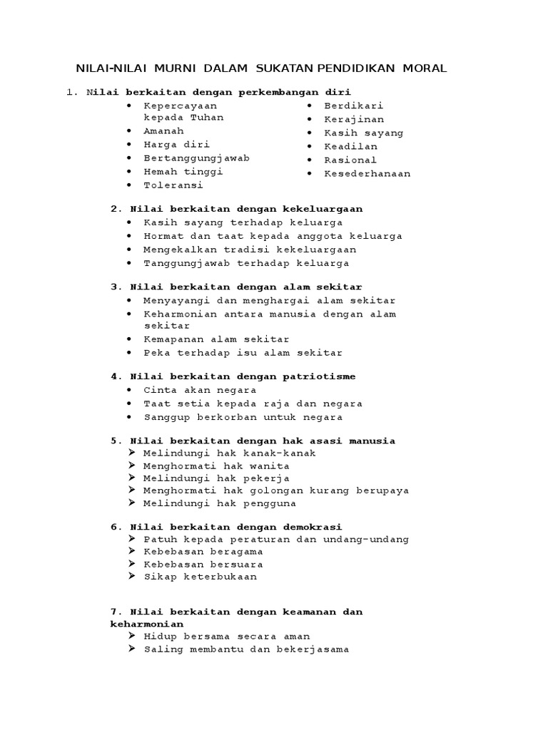 Nilai Nilai Murni Pdf