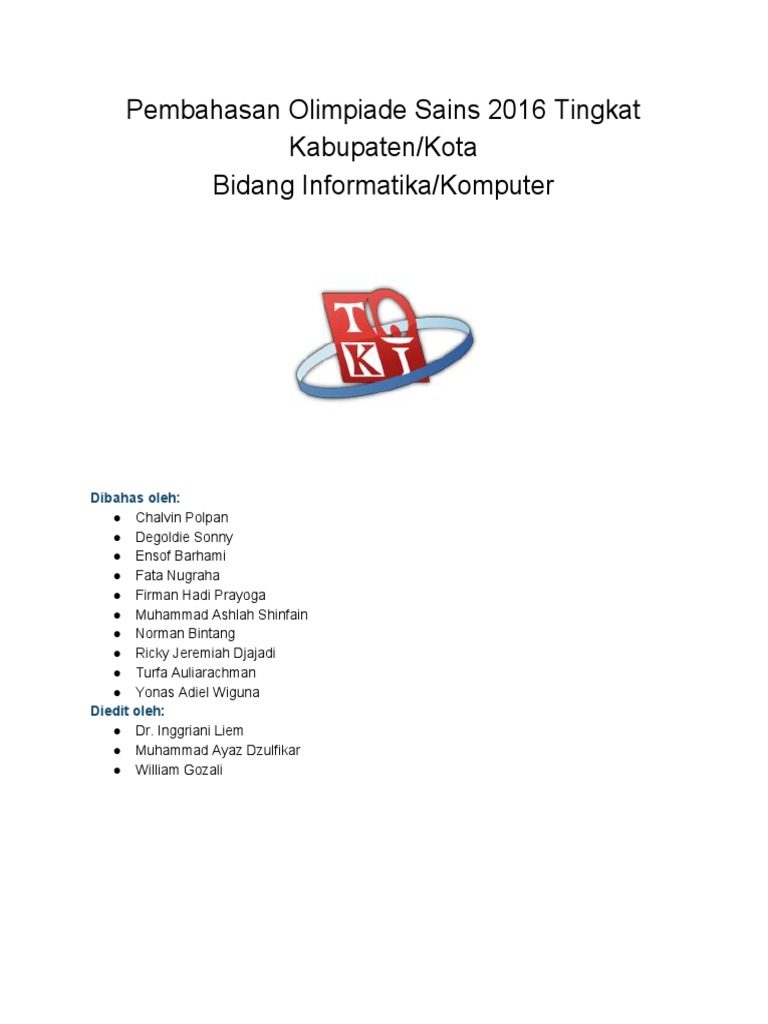 OSK 2016 - Pembahasan | PDF
