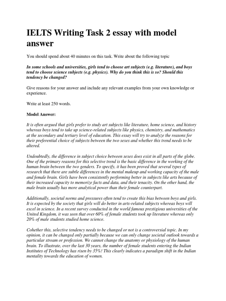 IELTS Writing Task 22 Essay With Model Answe22  PDF  Reason  Science