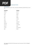 Worksheet 5.3: Intensity Key Words Instructions: Psych-Down Psych-Up