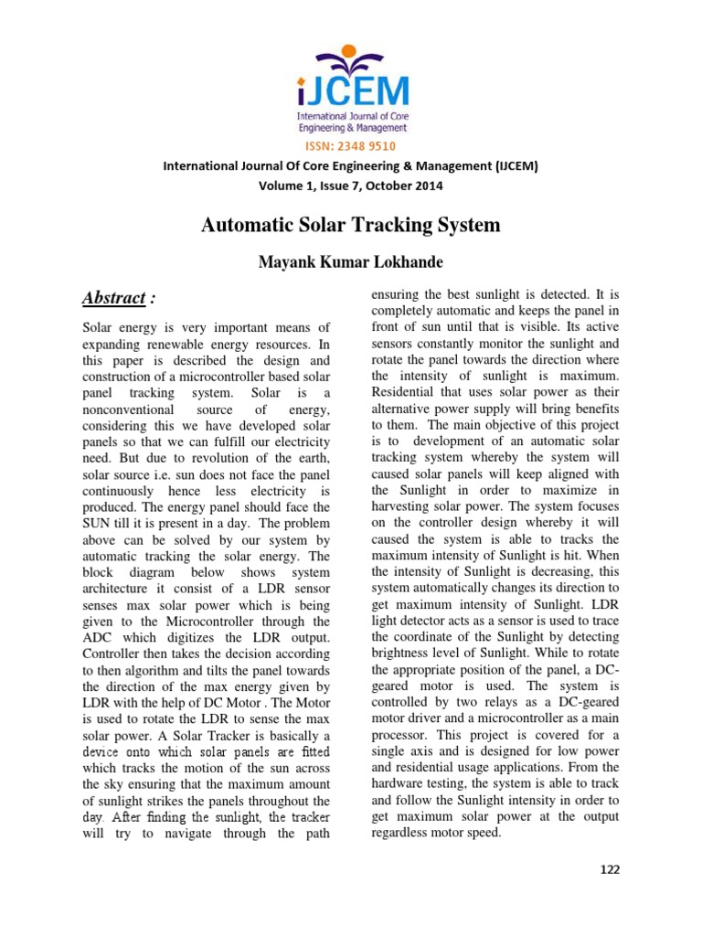 Automatic Solar Tracking System Design | PDF | Solar Power ...