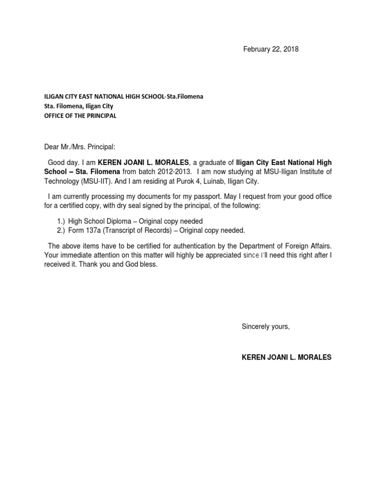 Request Letter