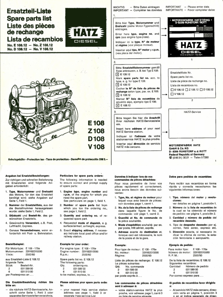 Spare Parts List E108 Z108 D108 V108 PDF PDF