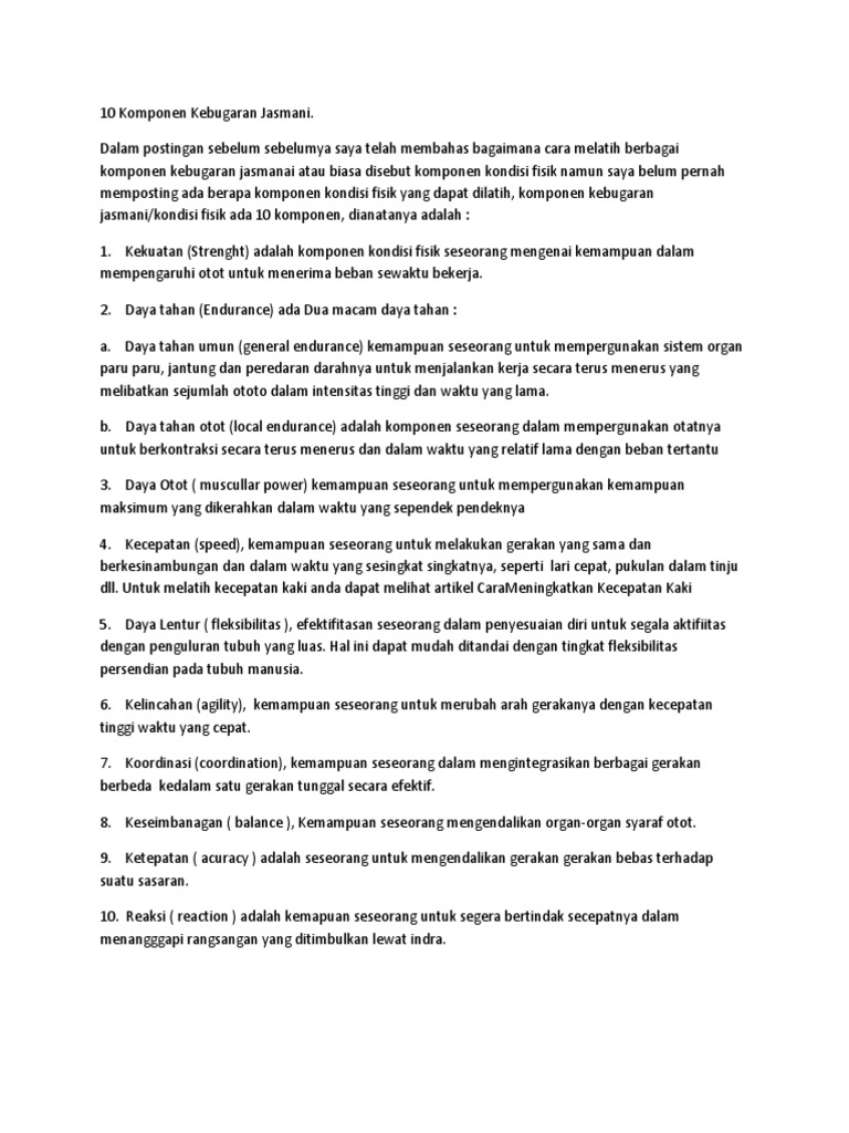10 Komponen Kebugaran Jasmani dan Contohnya yang Wajib Diketahui daya otot latihan