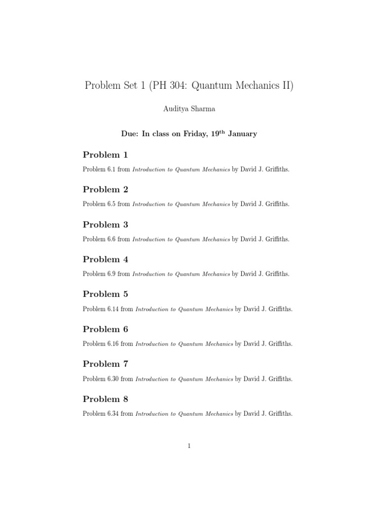 PH 304 Problem Set by Auditya Sharma | PDF | Technology & Engineering