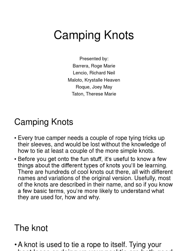 Camping Knots, PDF, Knot