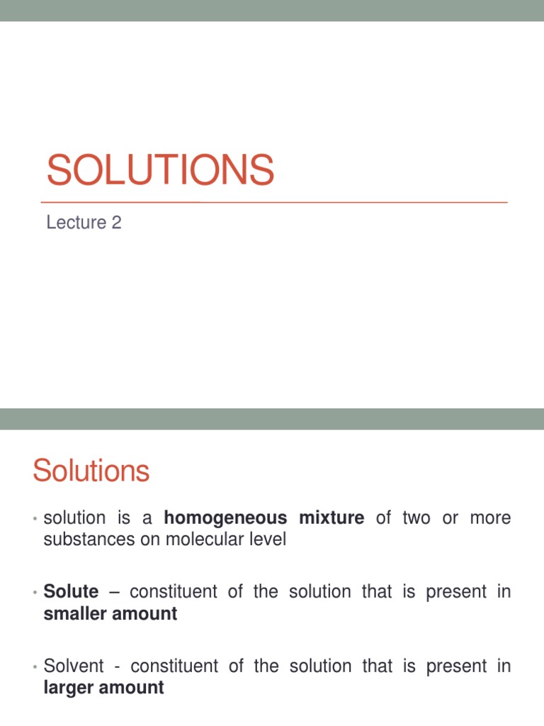Solutions and Thermodynamics Overview | PDF | Concentration | Solution