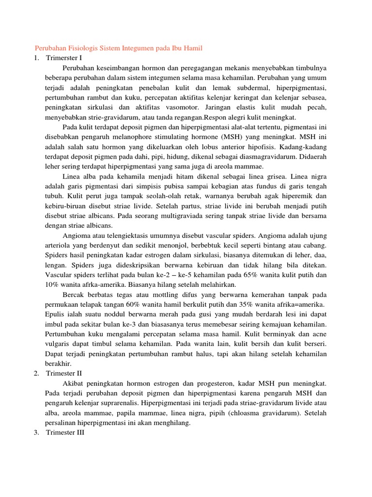 Perubahan Fisiologis Sistem Integumen Pada Ibu Hamil