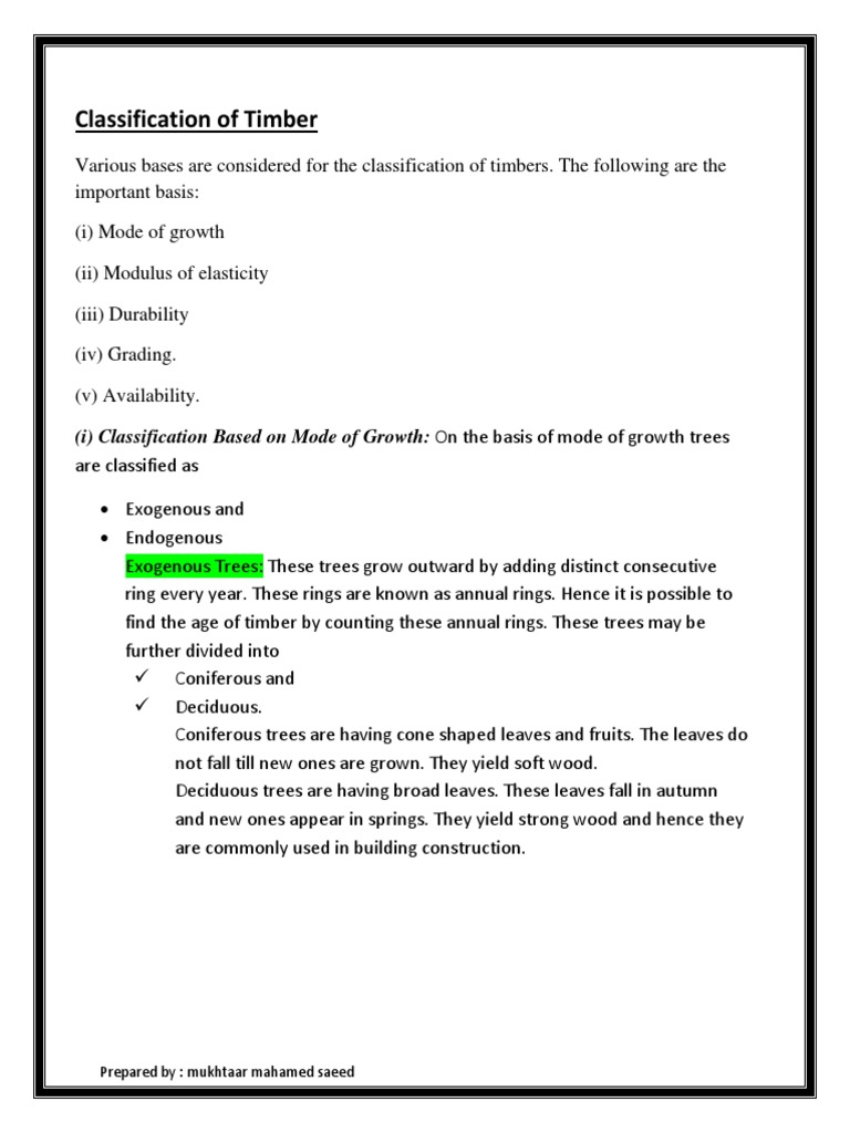 Classification of Timber PDF Wood Wall