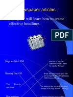Newspaper Articles: Today We Will Learn How To Create Effective Headlines