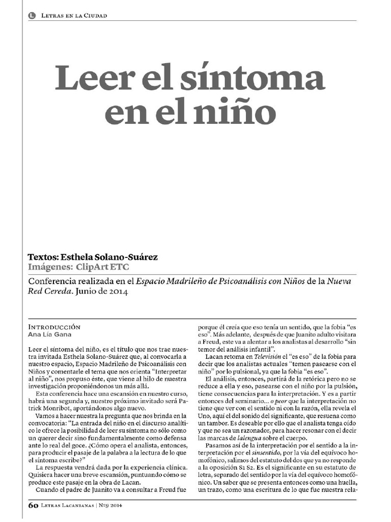 Esthela Solano - Leer El Síntoma en El Niño PDF | PDF