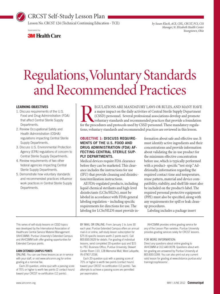 Lesson 124 Download Free PDF Joint Commission Sterilization