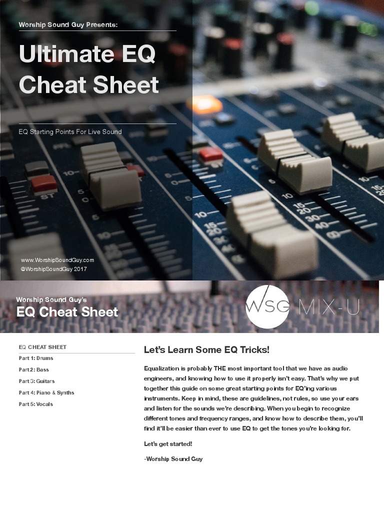 EQ Cheat Sheet Full Equalization (Audio) Drum Kit