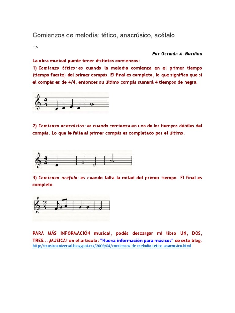 Comienzos de Melodía PDF