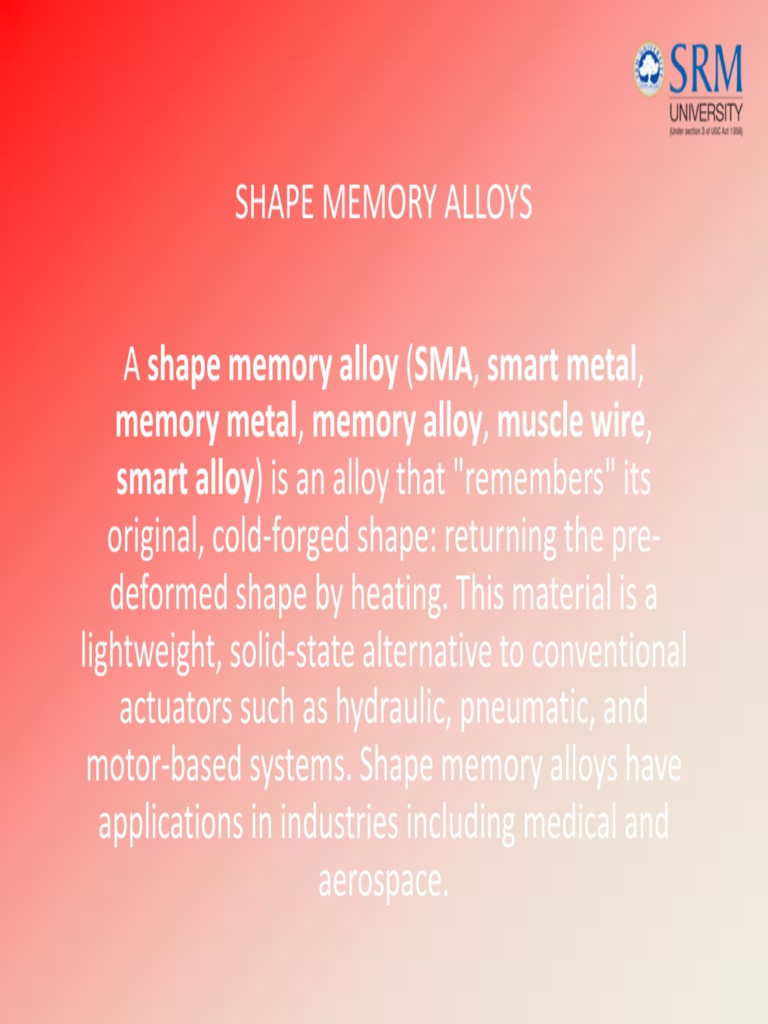 Shape Memory Alloys PDF PDF Shape Memory Alloy Metallurgy