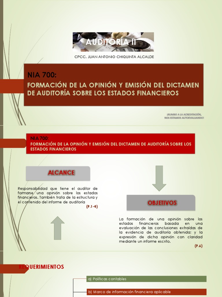 Opinión y Dictamen de Auditoría NIA 700 | PDF | Contralor | Auditoría ...