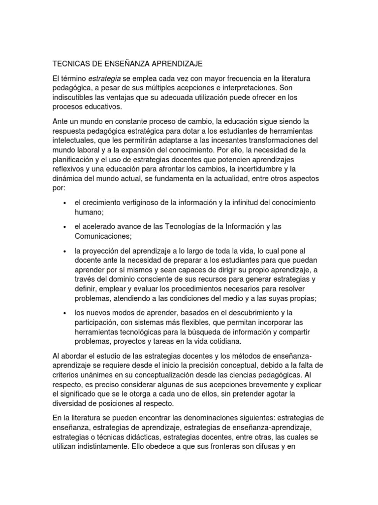 Estrategias de Enseñanza y Aprendizaje | PDF | Maestros | Aprendizaje