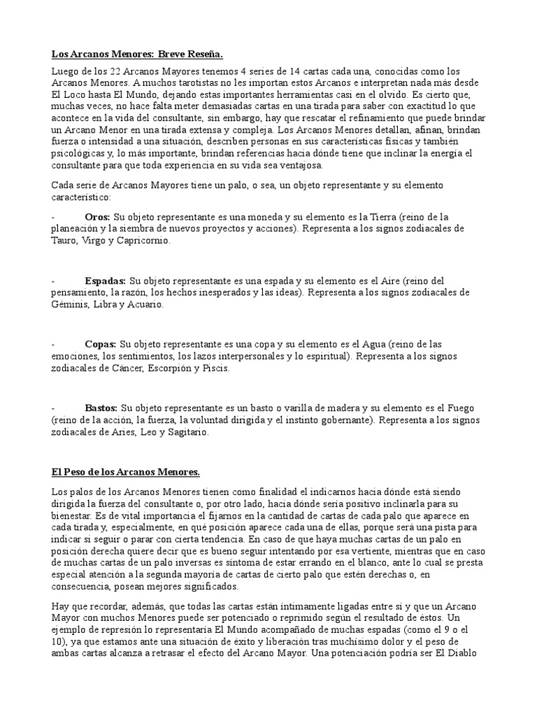 Arcanos Menores en el Tarot: Guía Esencial | PDF | Tarot | Sufrimiento