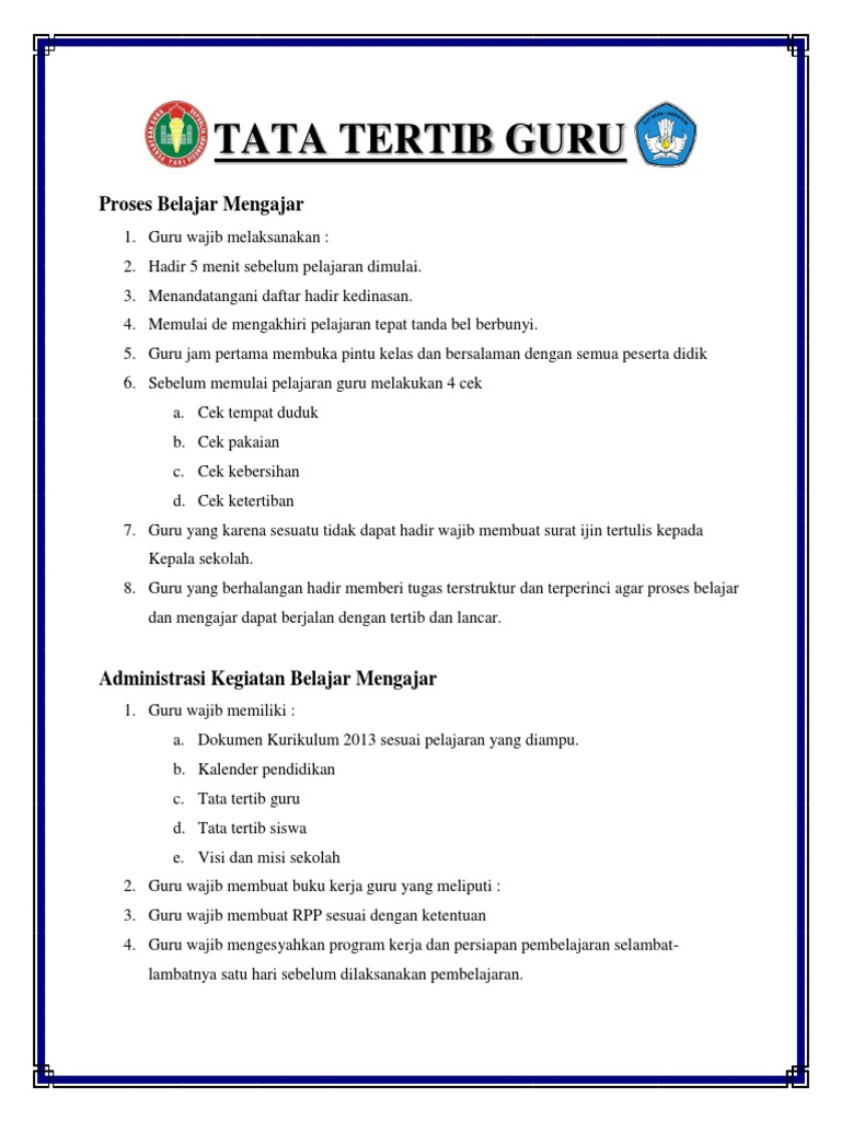 Tata Tertib Guru | PDF