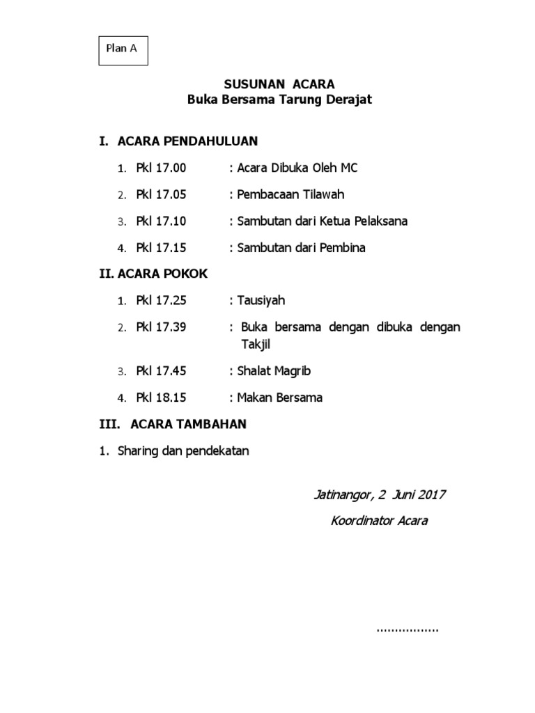 Contoh Rundown Susunan Acara Family Gathering - Delinewstv