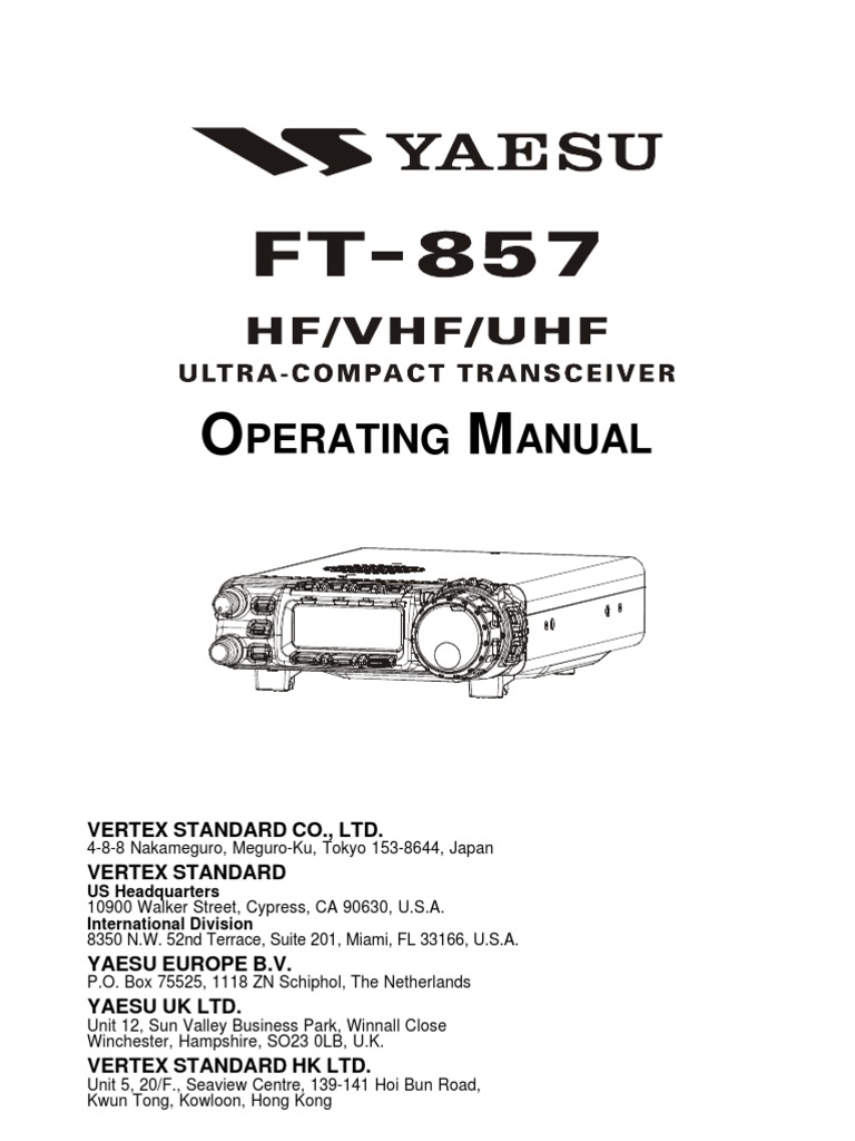 Yaesu FT-857 Operating Manual | PDF | Antenna (Radio