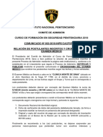 Lista de Inscritos y Comunicado Nro 2 de Examen Medico