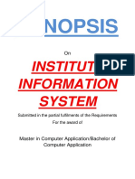 109 Institute Information System Synopsis