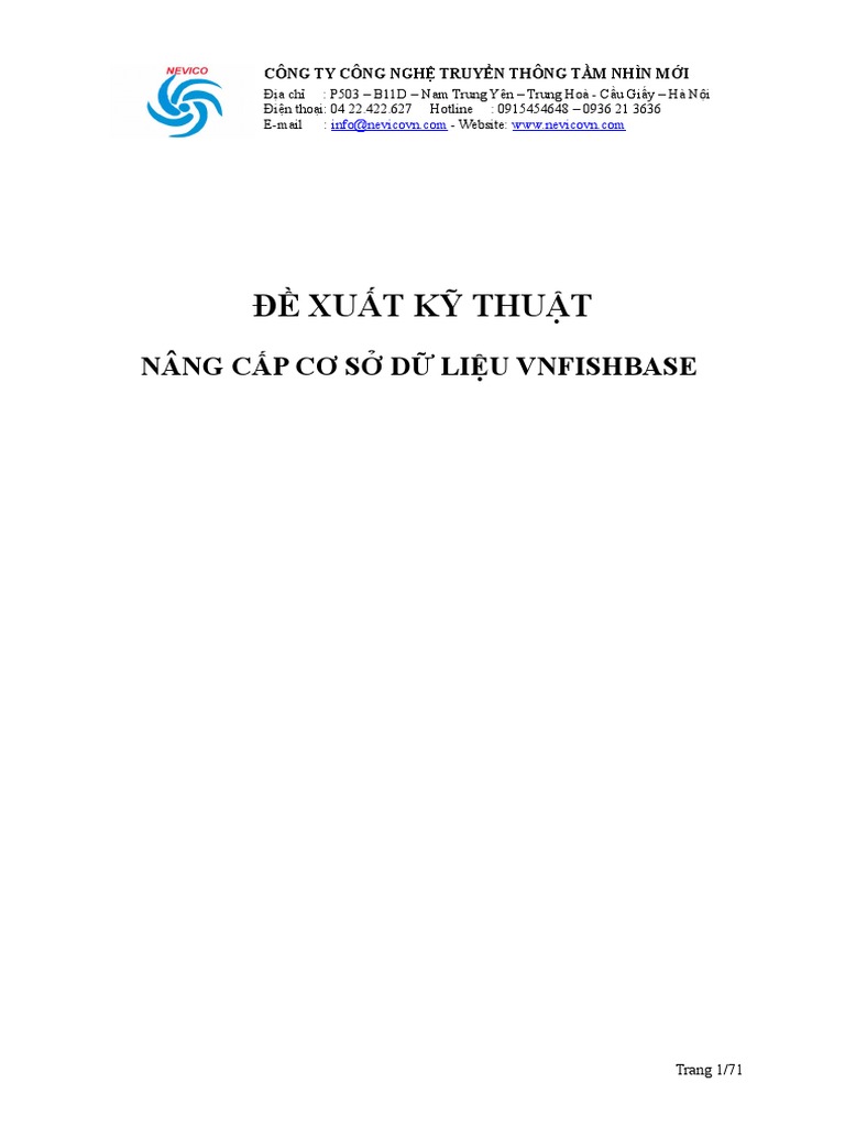 De xuat ky thuat nang cap phan mem vnfishbase final pdf