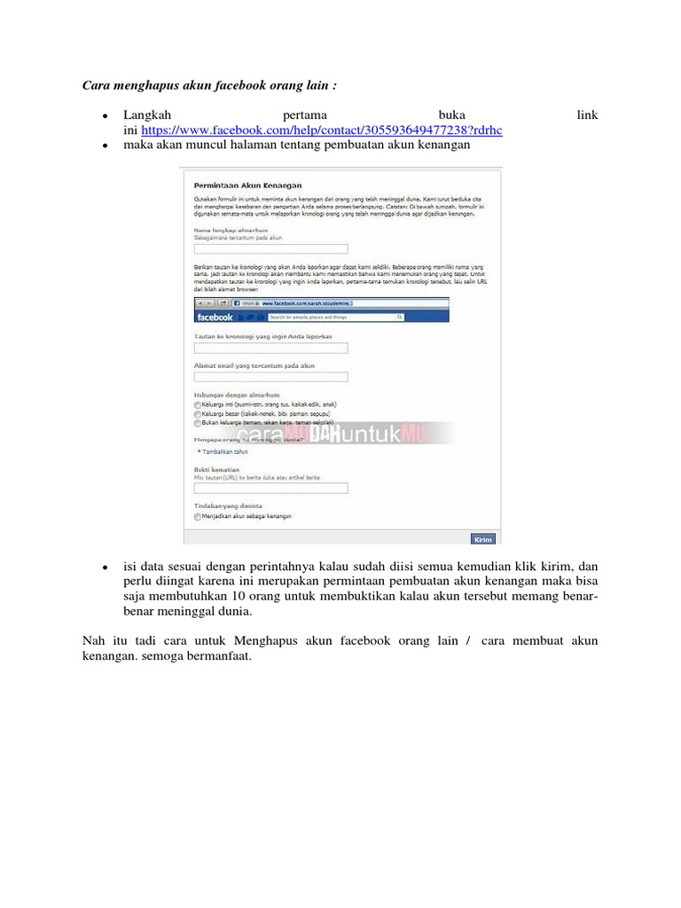 Cara Menghapus Akun Facebook Orang Lain | PDF