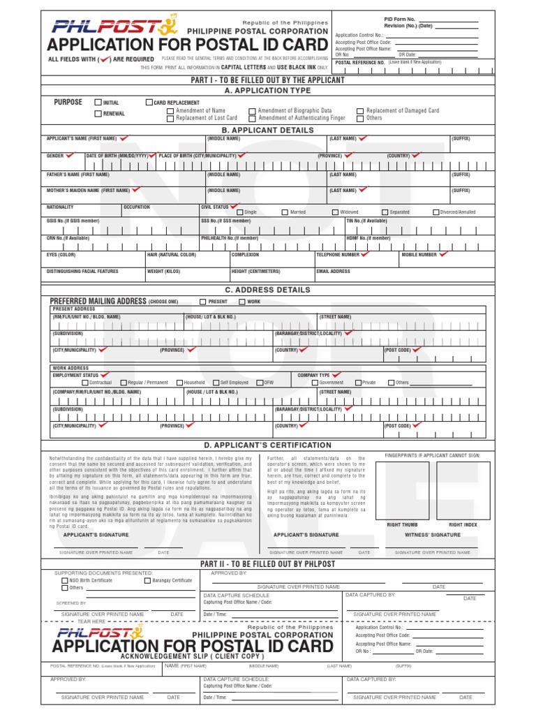 Postal ID Application Form Guide | PDF | Mail | United States Postal ...