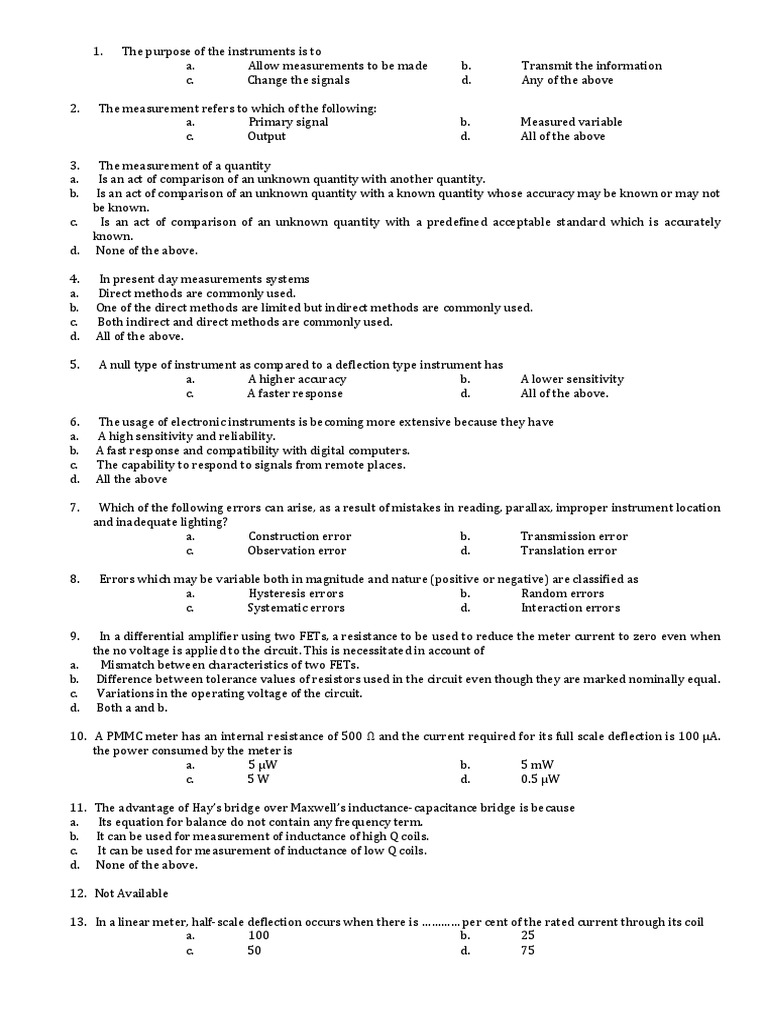 Electronic Electrical Measurement & Measuring Instruments Mcq1 PDF