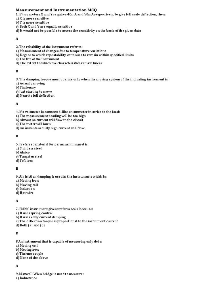 Electronic Electrical Measurement & Measuring Instruments Mcq2