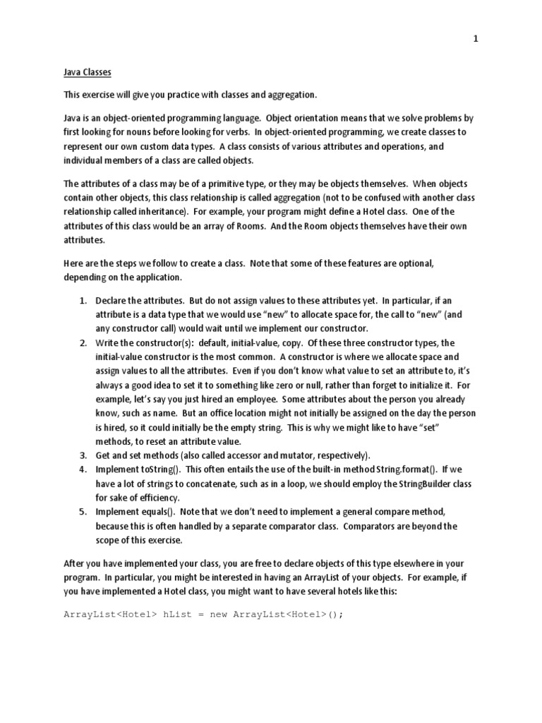 Java Classes Aggregation Exercise | Download Free PDF | Constructor ...