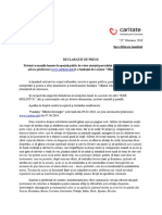 Comunicatul de Presă Remis de Platforma Caritate - MD Și A Fundația de Caritate Sfântul Gheorghe"