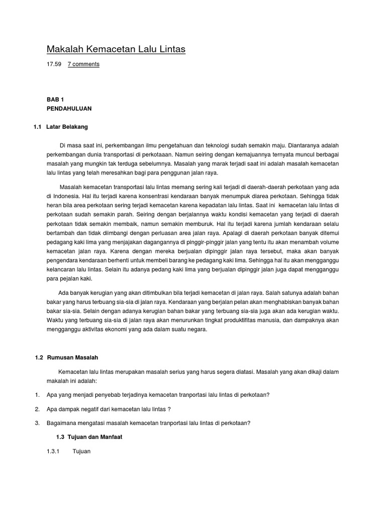 Makalah Kemacetan Lalu Lintas