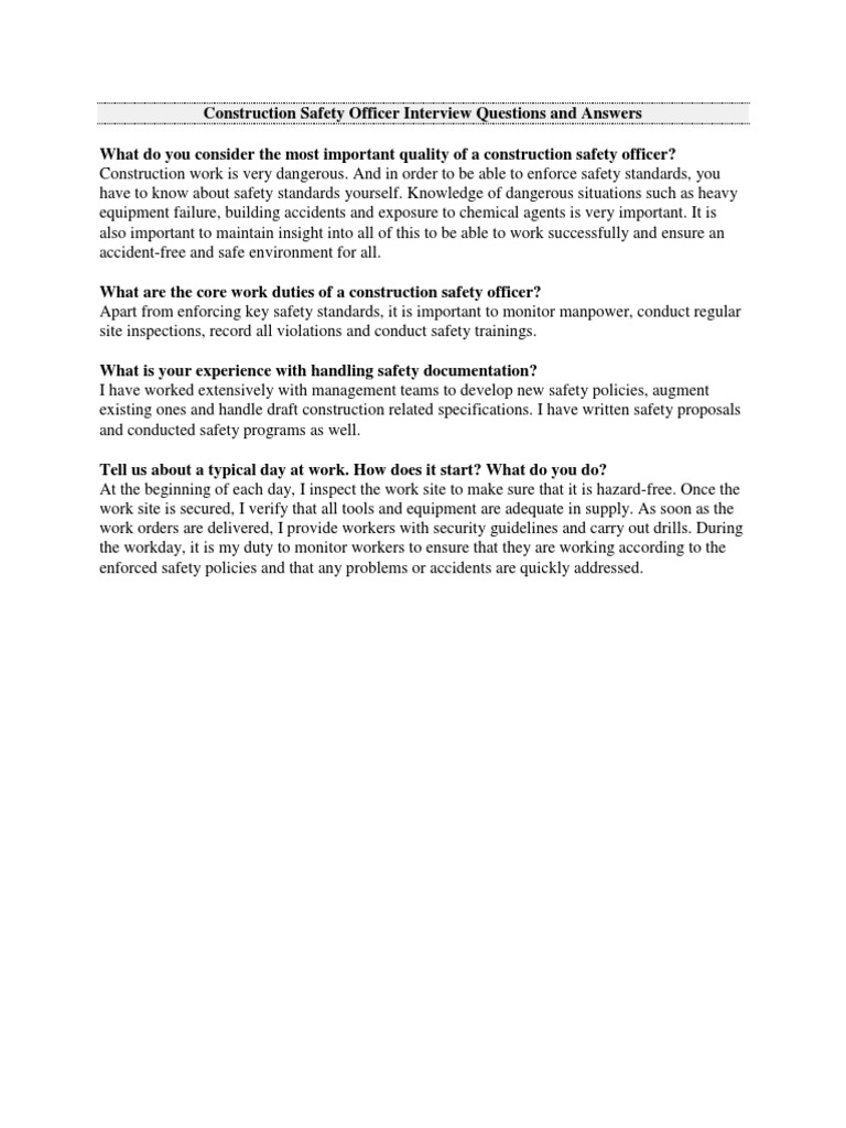 Construction Safety Officer Q&A Guide | PDF | Safety | Business