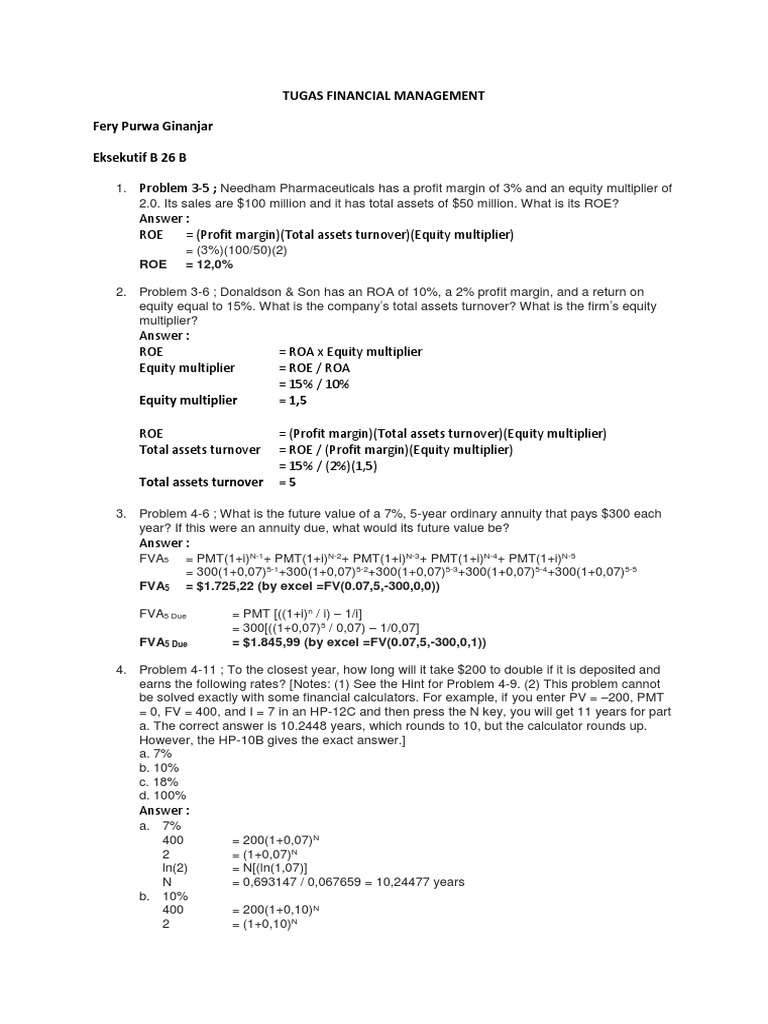 Financial Management Problems | PDF | Beta (Finance) | Bonds (Finance)