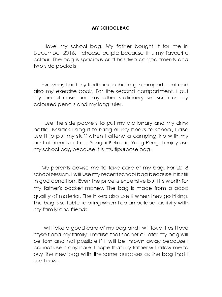 I Love My School Bag PDF