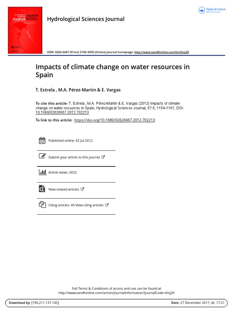 Impacts of Climate Change On Water Resources in Spain | PDF | Water ...