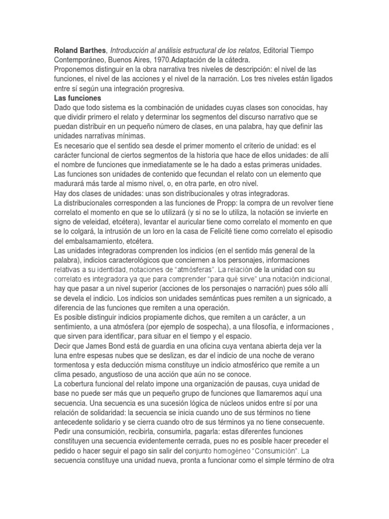 Análisis Estructural de Relatos | PDF | Narración | Secuencia