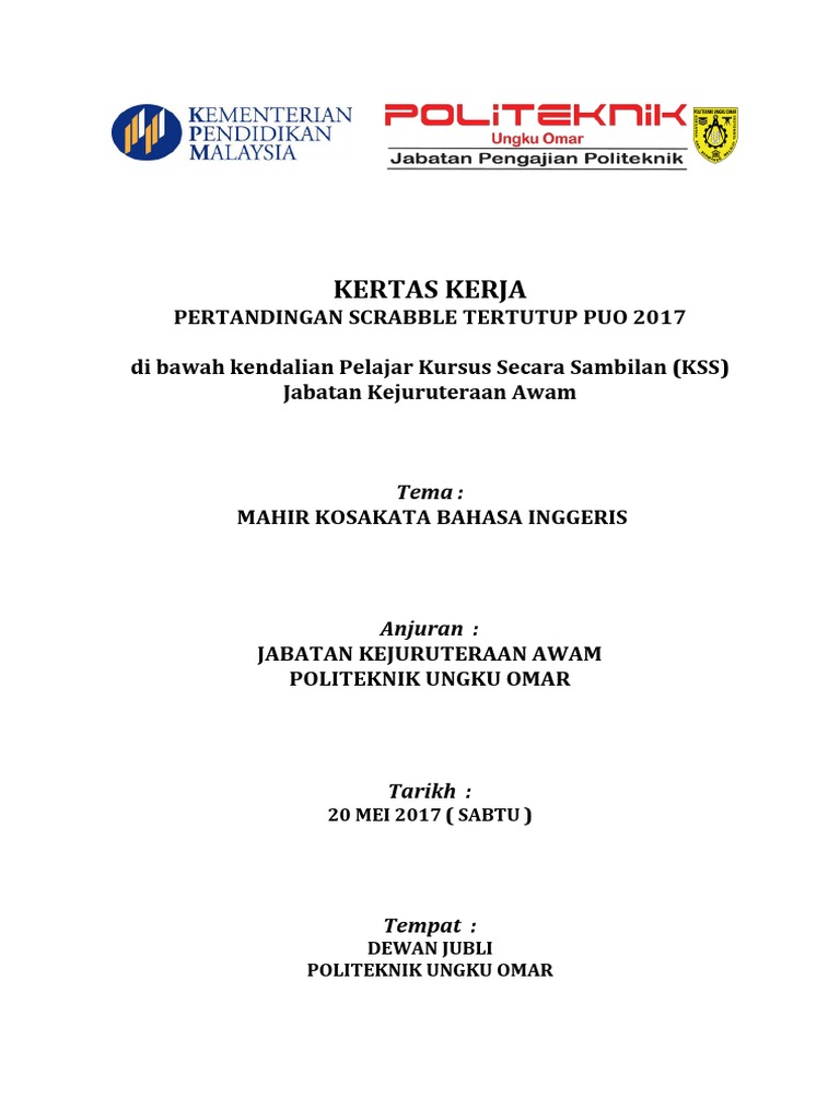 Kertas Kerja Pertandingan Scabble