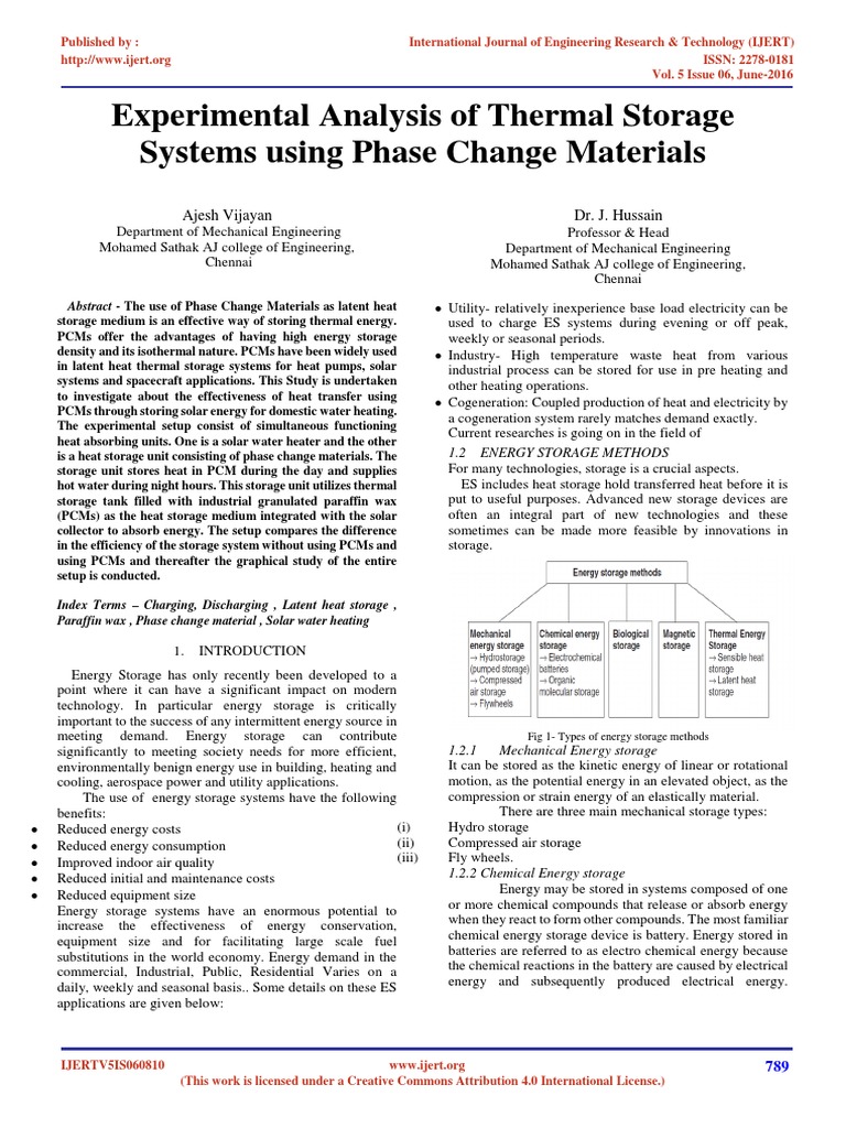 Thermal Storage with Phase Change Materials | PDF | Energy Storage ...