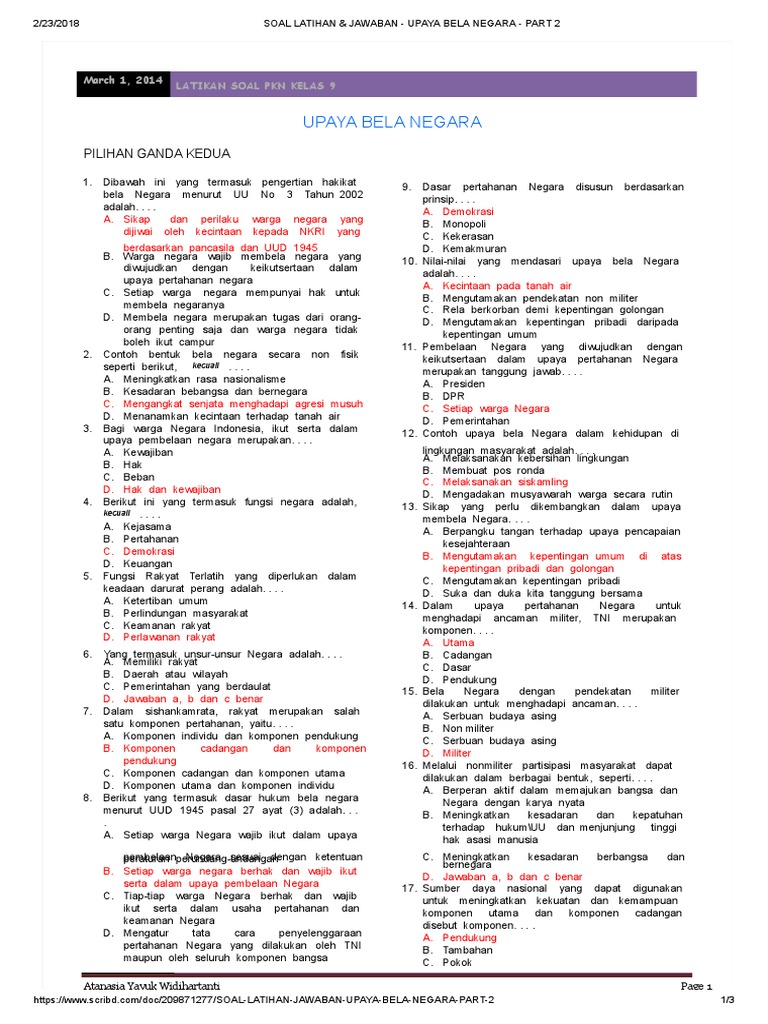 14 Contoh Soal Tentang Bela Negara Kumpulan Contoh Soal