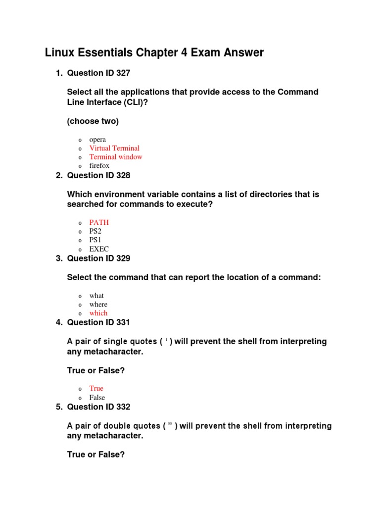 Linux Essentials Chapter 9 Exam