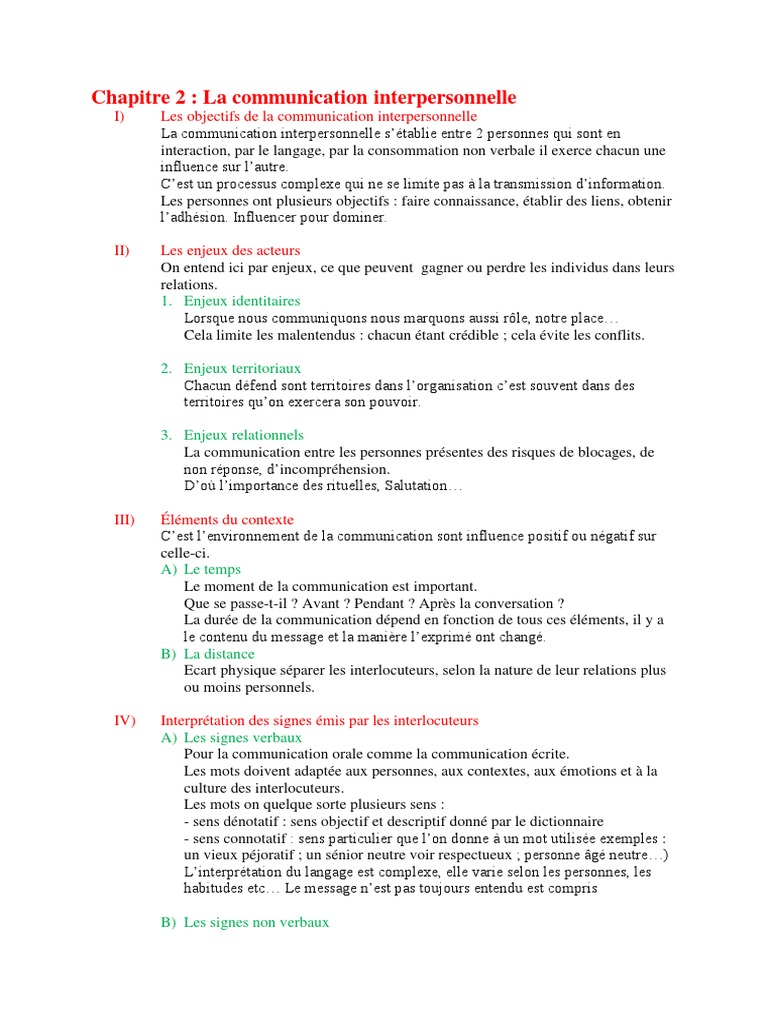 Communication interpersonnelle et enjeux | PDF | la communication ...