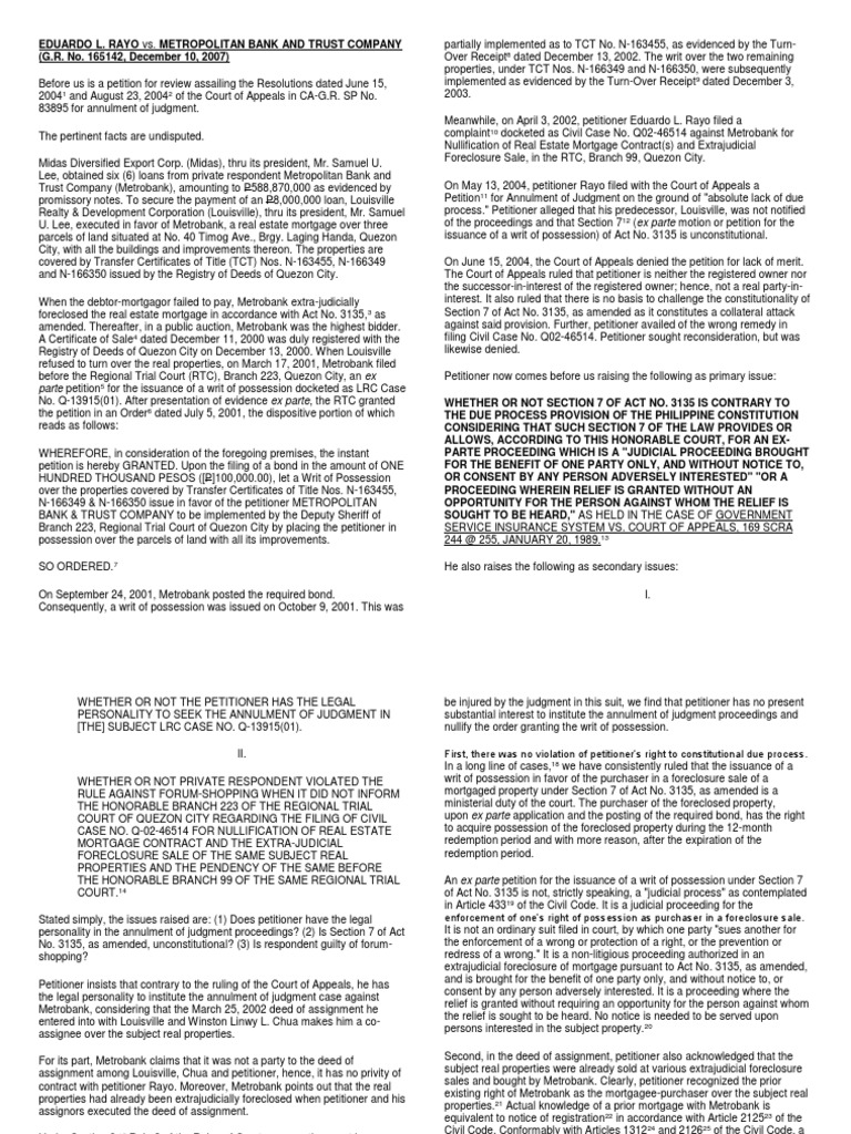 Real Mortgage Cases | PDF | Mortgage Law | Foreclosure
